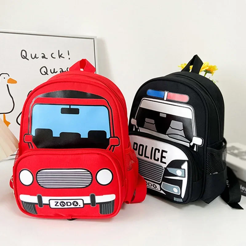 Children Fashion Small Police Car Schoolbag Boys Girls Trend Backpack Kindergarten Snack Backpack