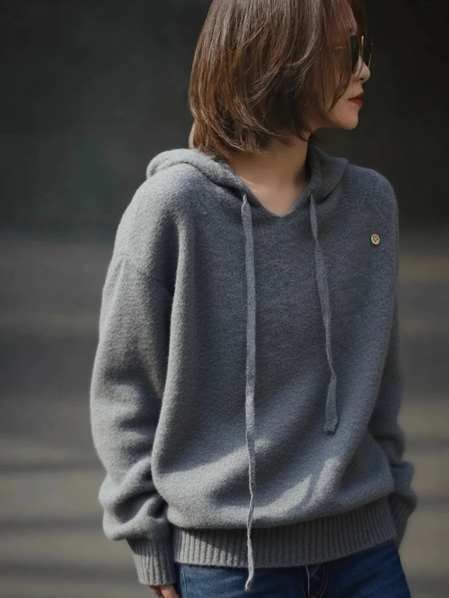 Suéter Camere con capucha Ele Long Sve de punto de gran tamaño irt Versátil Casual Sle Commute Faion Versión coreana Win...