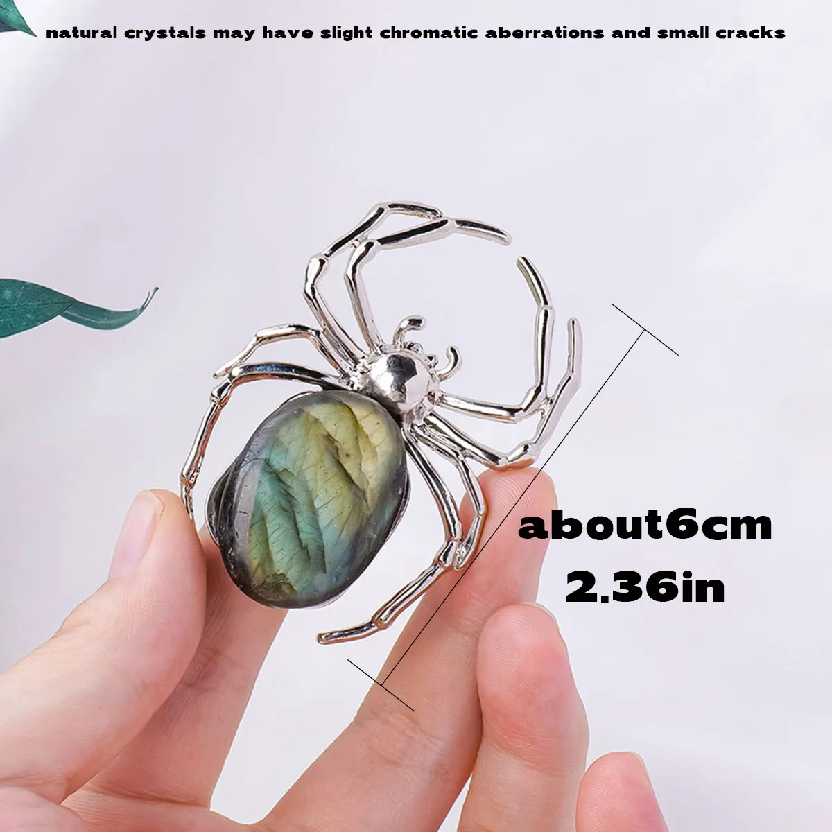 Natural Stone Crystal Labradorite Spider Polishing Stone Hand Made Animal Ornament Healing Reiki Home Decoration