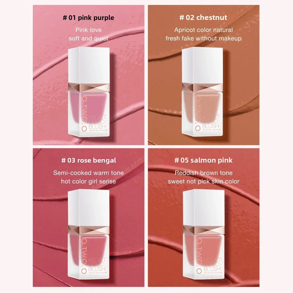 Fard liquido 4 tonalità rosa rosa pigmento alto trucco guancia a lunga durata finitura naturale per cosmetici di bellezza da donna