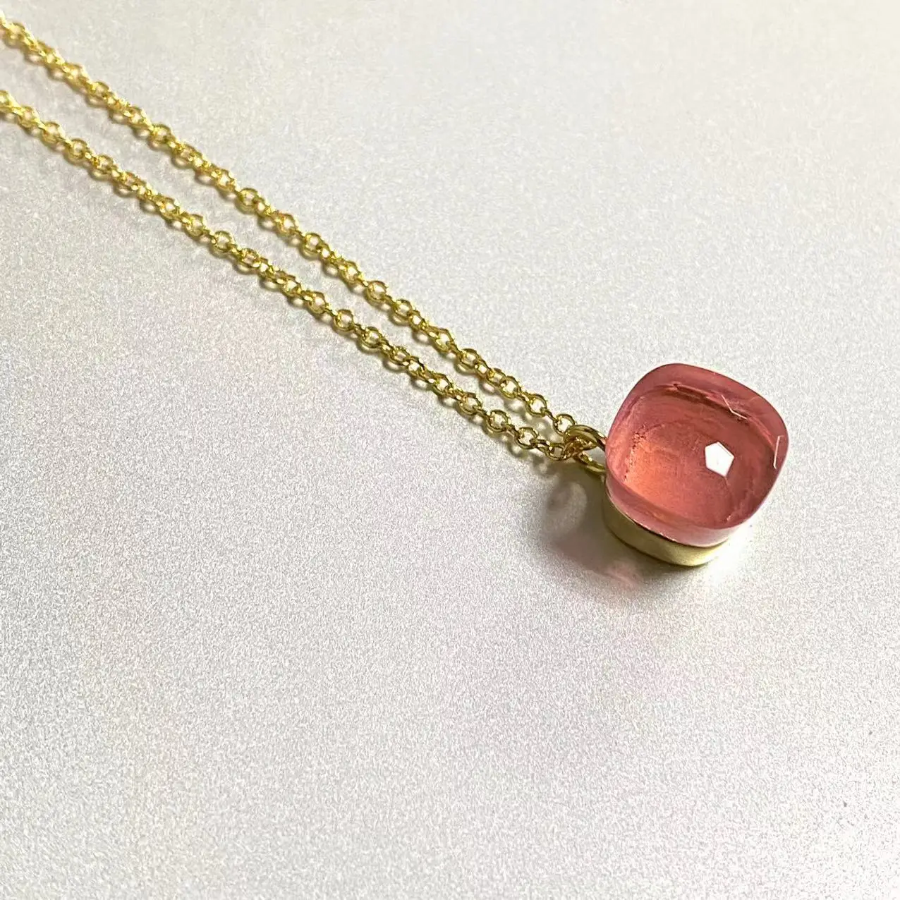 Collana classica per donna ciondolo in cristallo rosa blu stile caramella ciondolo collana turchese topazio blu placcato oro