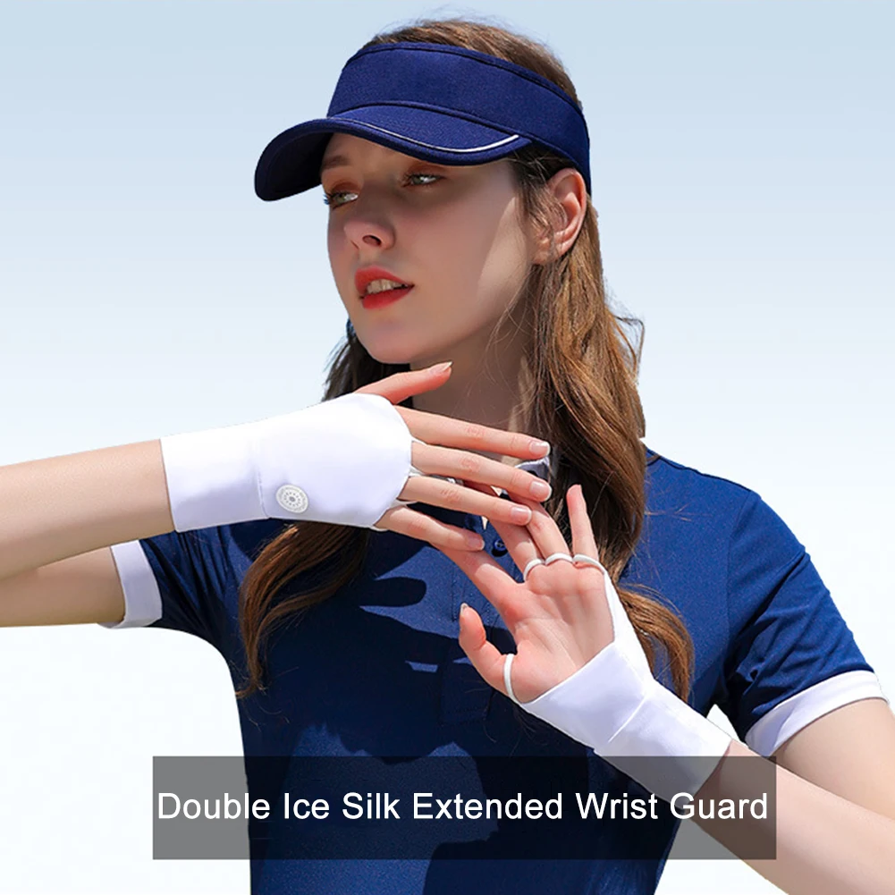 Women Open Fingered Gloves Cool Breathable Sun UV Protector Golf Glove Ice Silk Hollow Palm Elastic for Outdoor Practice image 3