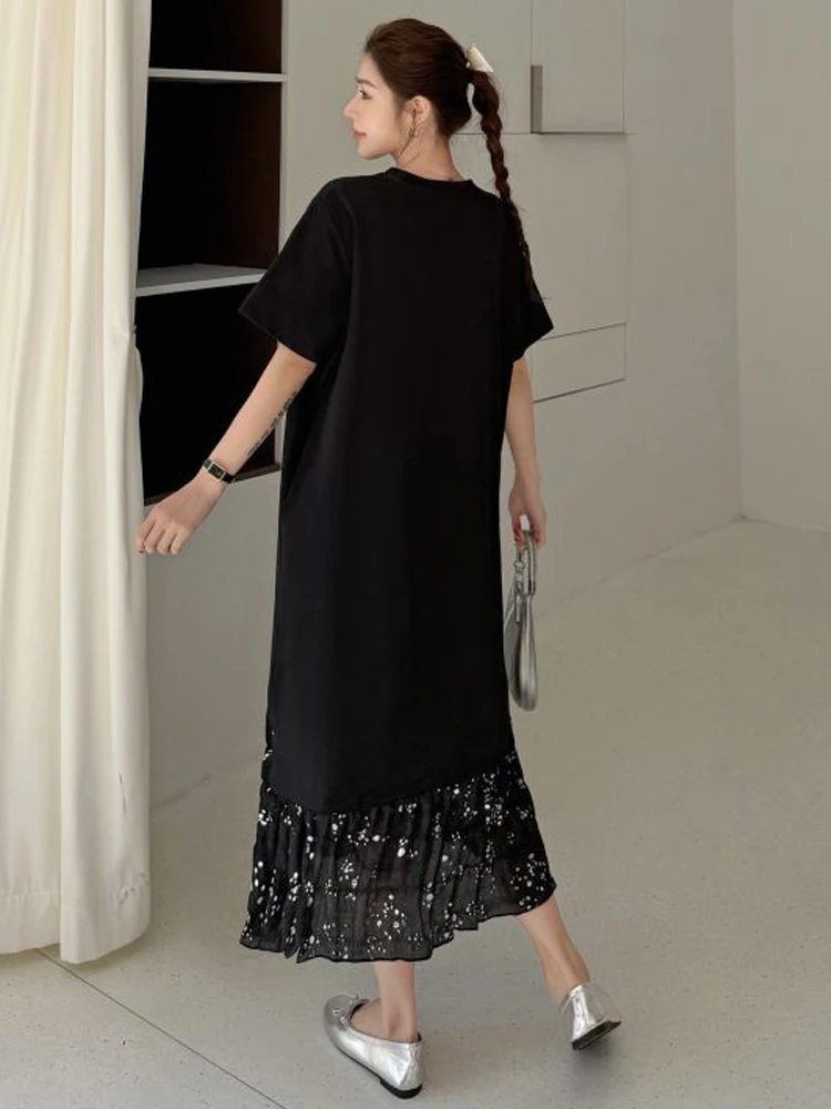 NYFS Vestido largo De talla grande con dobladillo De retazos, Vestido De verano 2021, Vestido holgado De estilo coreano para Mujer, Vestido De Mujer