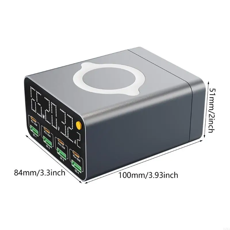 62KA 9 in 1 80W 4XUSB+4XTYPE C مع إمكانية شحن سريع لاسلكي 15W
