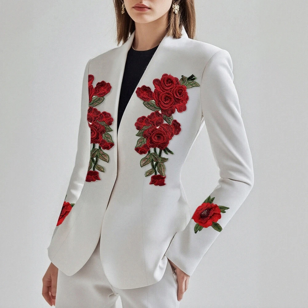 

Women's Elegant V-Neck Blazer Long Sleeve Slim Fit Fashion Autumn Rose Blazer for Dating