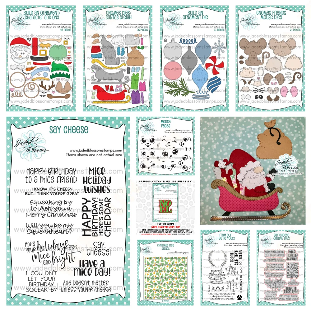 

New Year Christmas Gnome Dies: Santa's Sleigh Character Add Ons Dies Stamps DIY Scrapbooking Greeting Card Holiday Tree Stencils