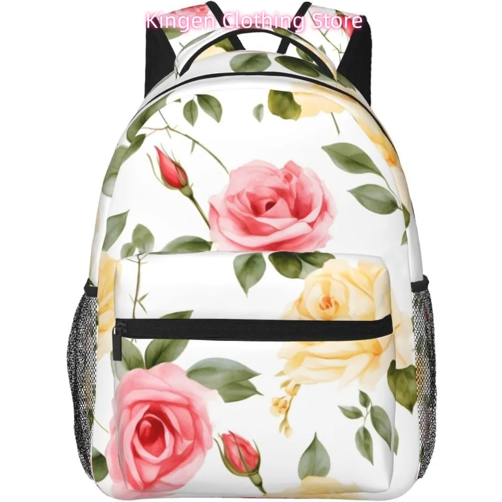 

laptop bag back to school Cute Cartoon Roses Lightweight Laptop Backpack Lightweight Multipurpose Travel Casual Daypack Unisex