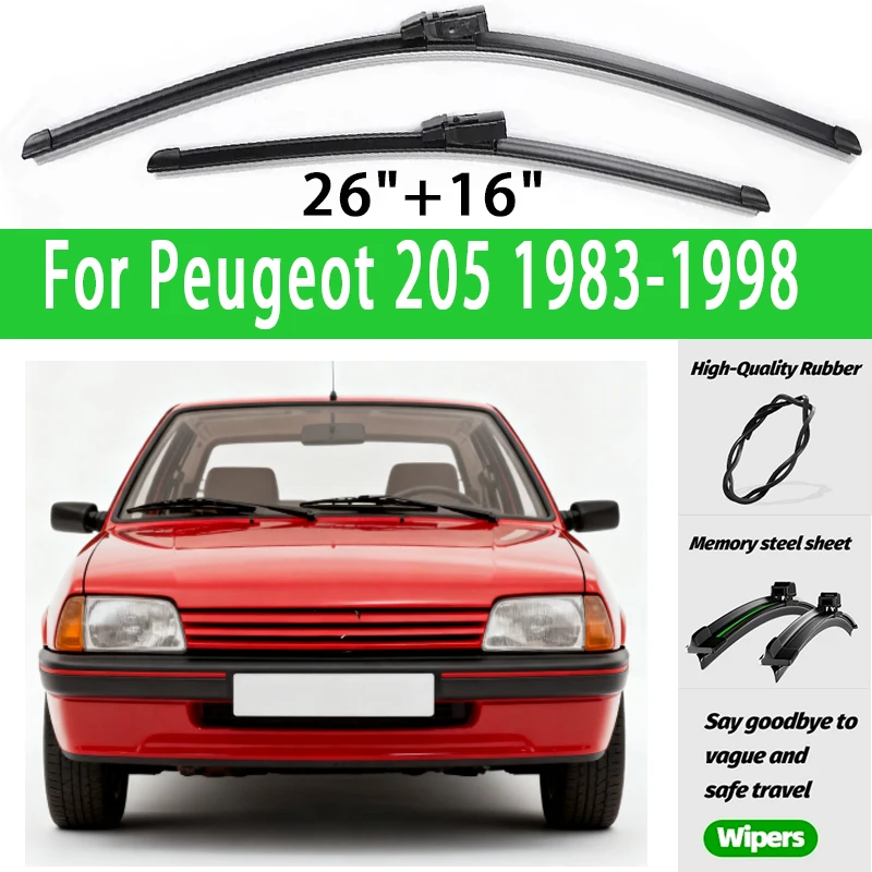 

2pcs Front Windshield Wiper Blades Windscreen Wipers For Peugeot 205 1983-1998 1984 1995 1996 1997