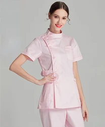 Pink Short Scrubs Top Nurse Uniforms Lab Coat Doctor Uniform for Women Outwear Medical Clothing Beauty Salon Long Sleeve clothes