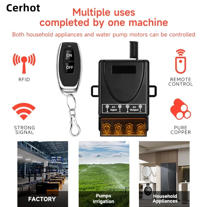 433 Mhz Transmitter 433Mhz Wireless Remote Control Switch AC85-265V Relay 1CH Receiver Controller and 2botton RF