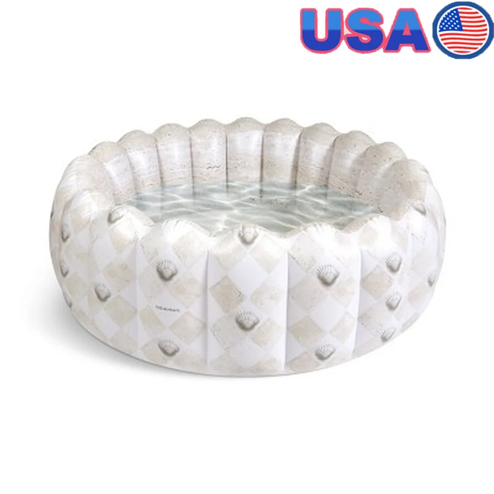 

Exclusive Resort Collection Inflatable Kiddie Pool 125 Gallon PVC Tufted Scallop Shape Drain Plug Backyard Oasis Ages 6 and Up