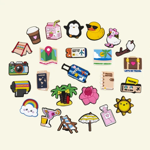 Imagen 1 del producto 1/25 Uds. Amuletos de zapatos de la serie navideña para mujeres y niñas, accesorios de zapatos para pasaporte y billetes de equipaje a la moda, decoraciones para zapatillas con zuecos