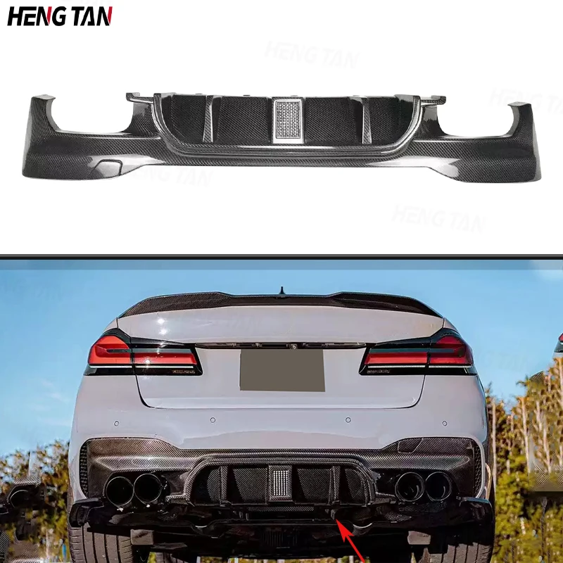 Carbon Fiber With lights Car Rear Bumper Lip Diffuser Spoiler Parts For BMW 5 Series M5 F90 G30 G38 Sports Upgrade Body kit