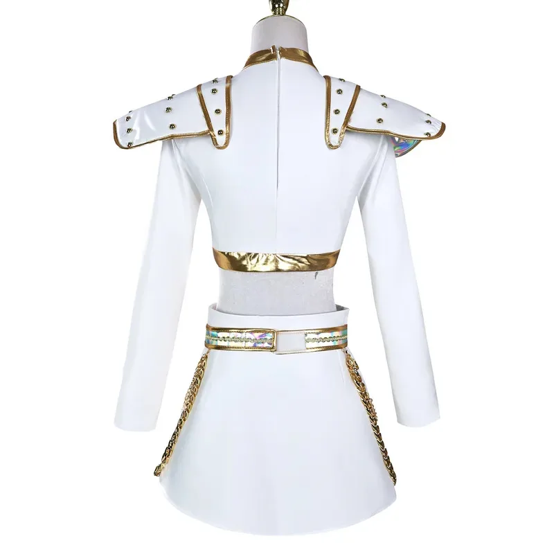 

Demon Hunters KPop Cosplay Rumi Mira Zoey Costume Huntrix White Singing Suit Women Halloween Party Role Playing Outfitf;5,m'7.d