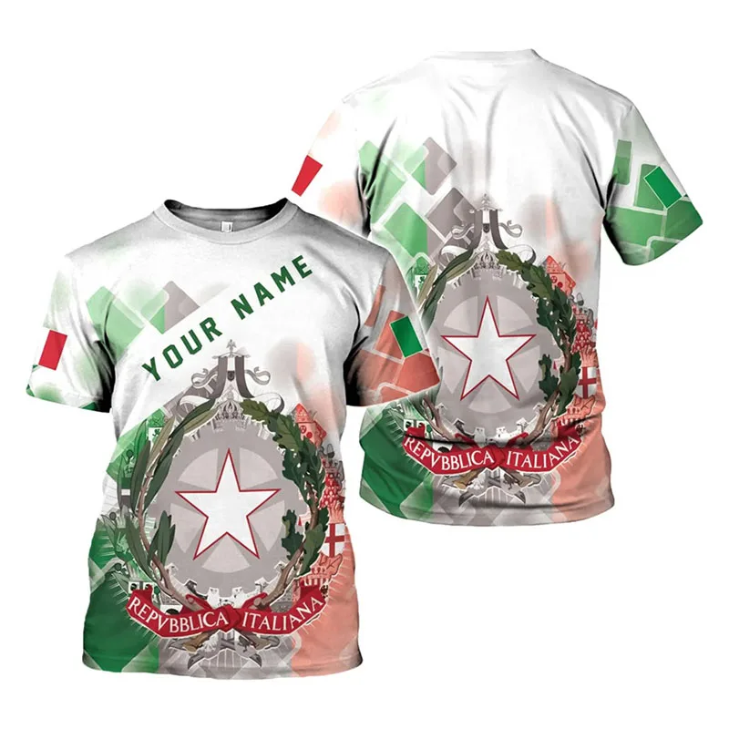 إيطاليا العلم مخصص اسم تي شيرت النساء ملابس للرجال اليومية الشارع موضة تي شيرت ثلاثية الأبعاد طباعة تصميم 2025 جديد الإيطالية فخر تي شيرت #4