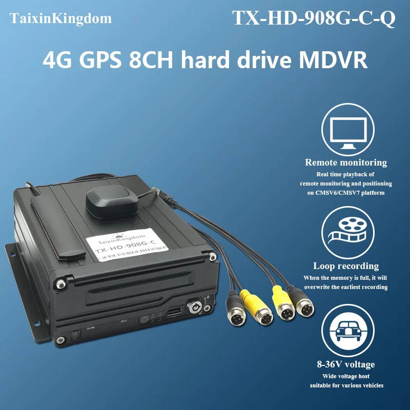 4G GPS WiFi remote monitoring 8CH hard drive MDVR 8-36V wide voltage host supports Korean/Russian NTSC/PAL standard