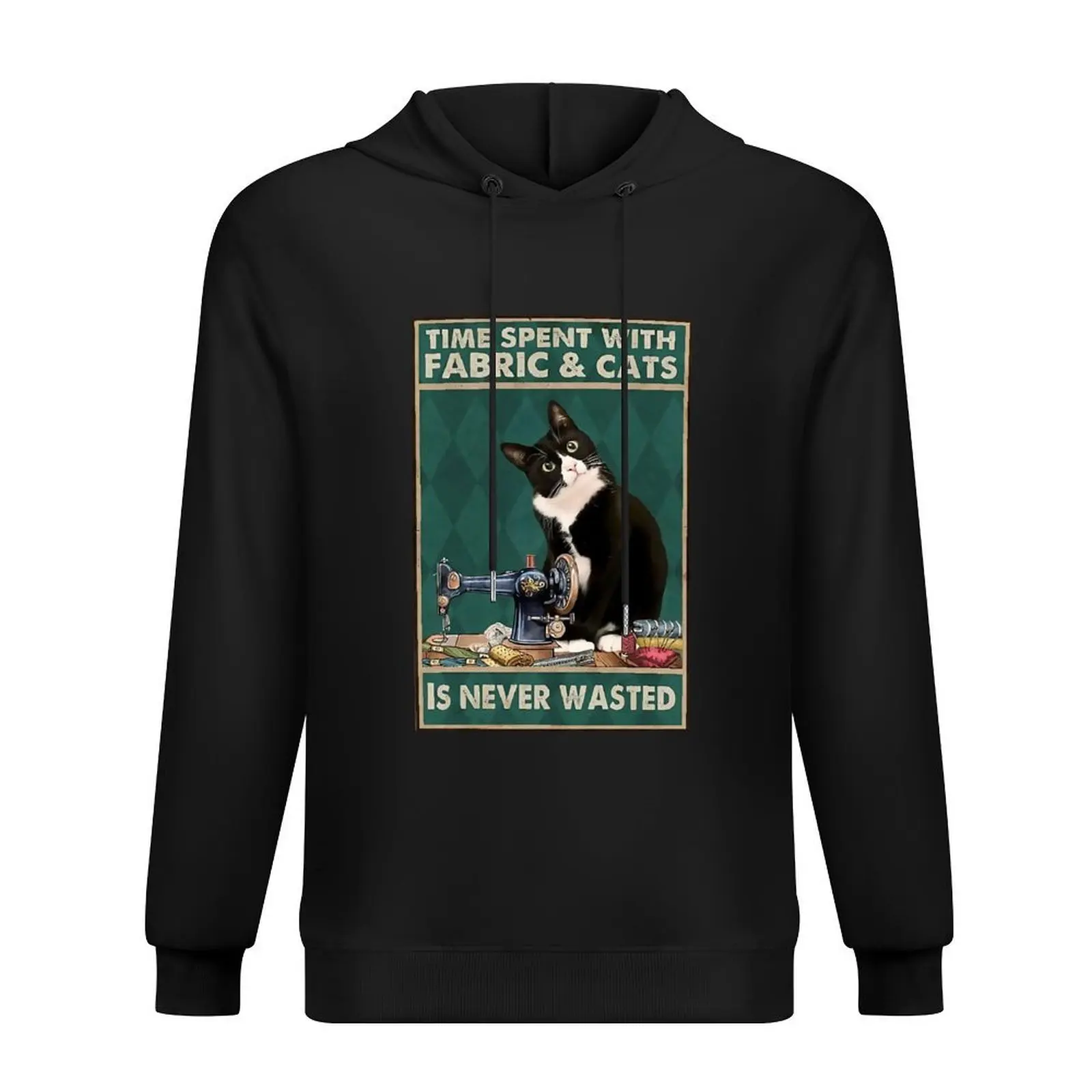 

Sewing Time spent with fabric and cats Is Never Wasted Hoodie men's coat anime clothes men's clothing hoodie oversize