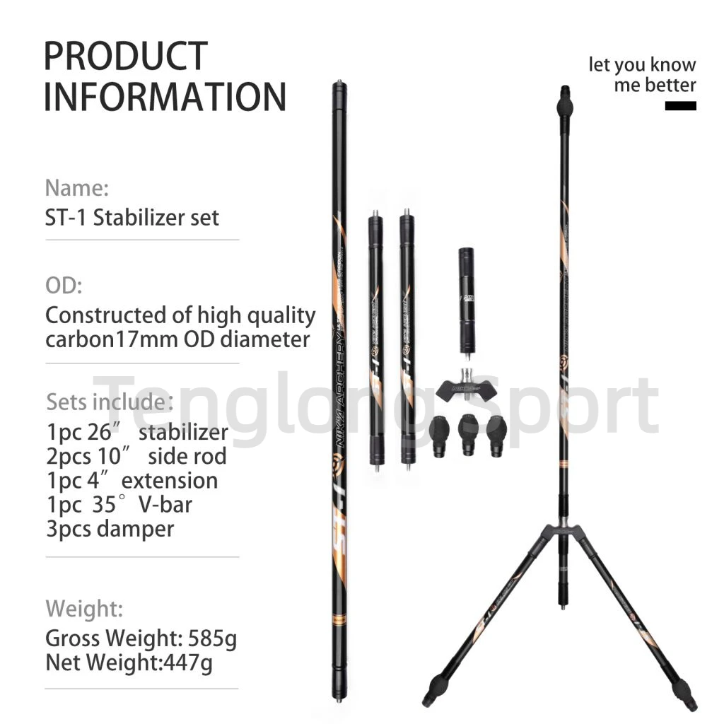 Imagem -02 - Nika Archery Recurve Bow Estabilizador Bar Estabilizador de Fibra de Carbono Preto Branco Rosa 26 Conjunto