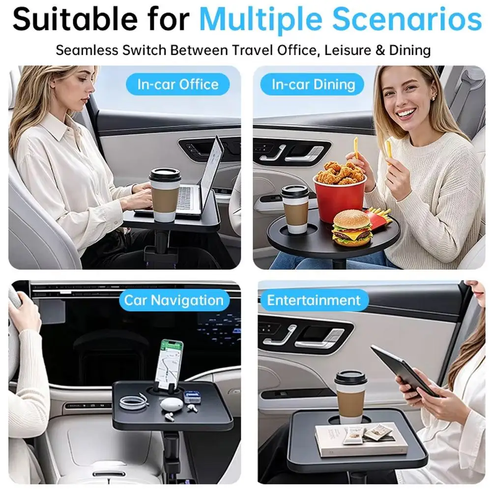 Auto-Montierter Hängender Kleiner Tisch mit Drehbarem Innensitz, Getränkehalter, Esstisch, Universeller Multifunktionaler Autotisch – Detail 11