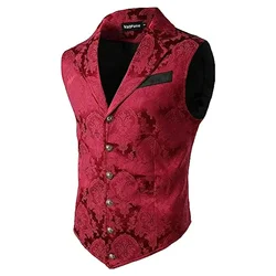 2024 Mens Victorian Suit Vest Steampunk Gothic Waistcoat Men's Casual Vest Stage Performance Costume Evening Dress