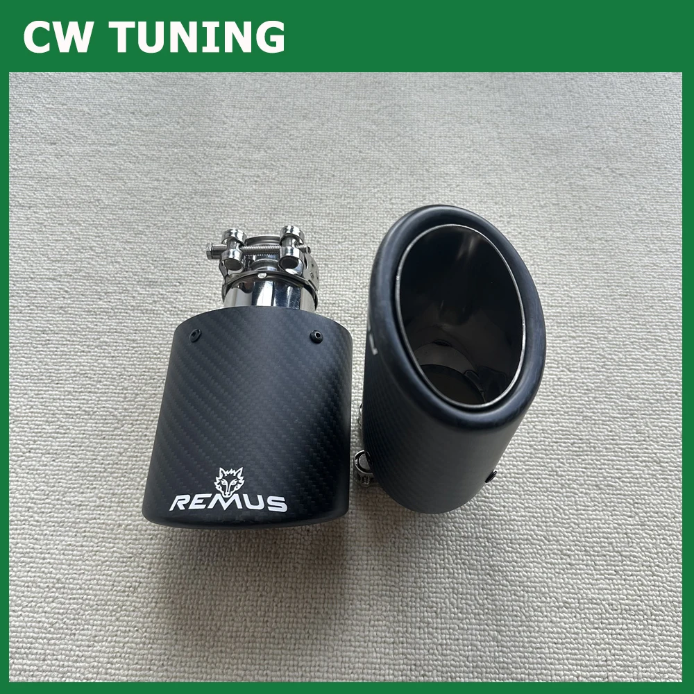 1PCS Remus Oval Carbon Fiber 130/150MM Large Diameter Outlet Nozzle Universal Car Stainless Tailpipe Exhaust Pipe Tips Muffler