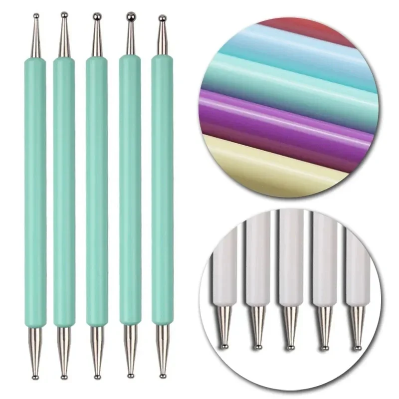 5 ferramentas de pontilhamento de arte de unha de ponta dupla, com 10 tamanhos diferentes para pontilhar, marcenhar e pintar kit de manicure