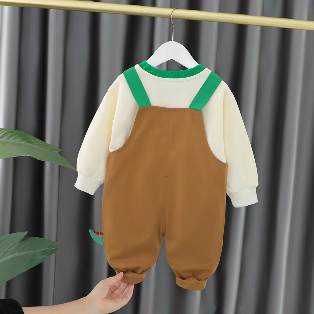 Autumn Baby Clothes For Boys Cartoon Dinosaur Tops Overalls 2Pcs/Sets Children Casual Costume Infant Outfits Kids Tracksuits