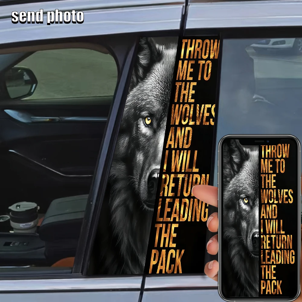 2 Pcs Wolf Eyes Style Car B-Pillar Stickers - Dustproof, Waterproof & Scratch-Resistant, Universal Fit for Most Vehicle B-Pillar