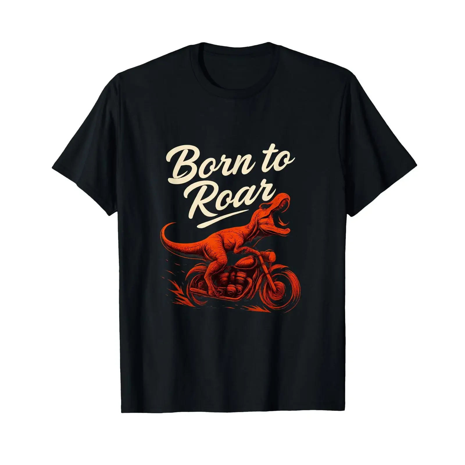 Born to Roar T Rex Motorcycle Vintage Rock Shirt vintage Washed Breathable Top For Everyday Wear homme Casual graphic Soft