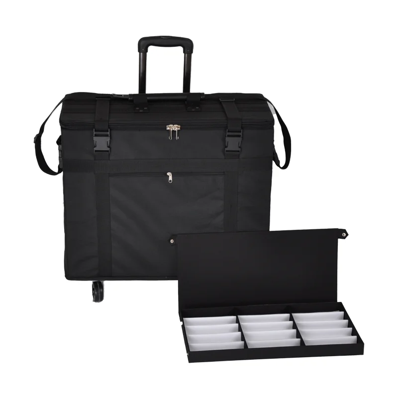 120/180/225pcs eyeglass rep travel suitcase sunglass storage case eyewear sample carrying bag with puller wheel