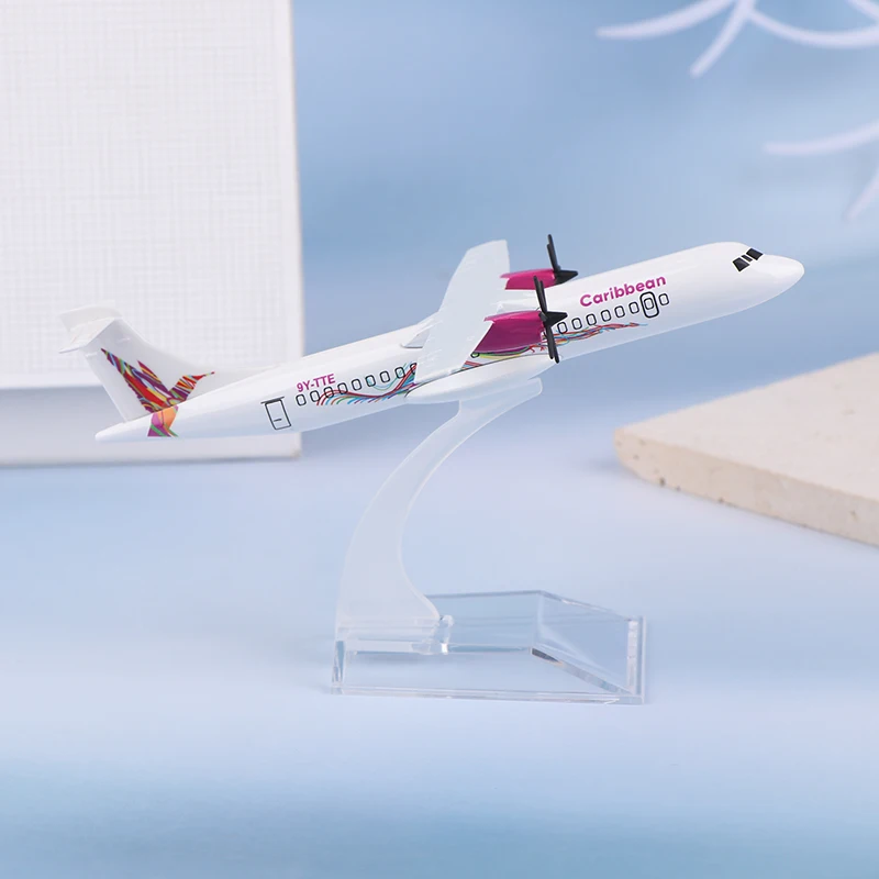 16cm Caribbean ATR Airplane Metal Aircraft Model Replica 1/400 Scale Aviation Diecast Miniature Art Home Office Decor Toy Gift