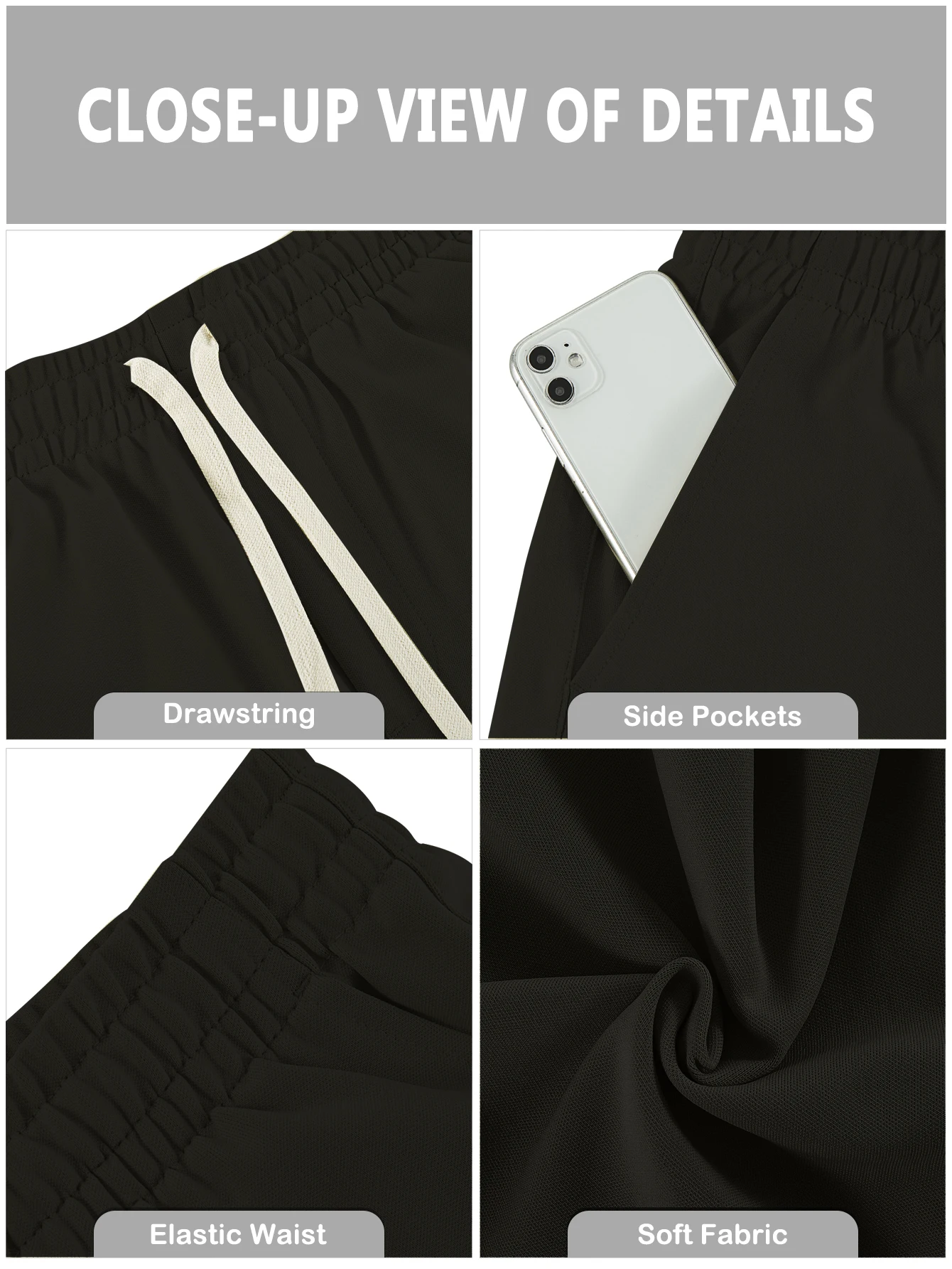 Pantalón corto de verano para hombre, con bolsillos, cintura elástica con cordón, tejido suave, ligero y cómodo.