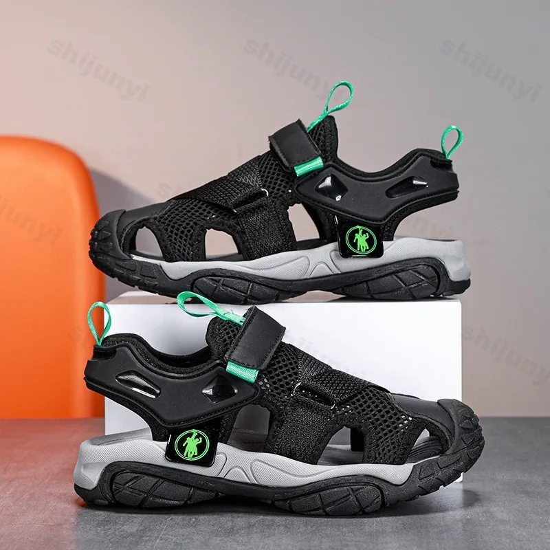 

Boys Sandals Mesh Closed Toe Outdoor Sport Sandals 2025 Summer New Casual Shoes Kids Anti-Slip Breathable Soft Beach Sandals