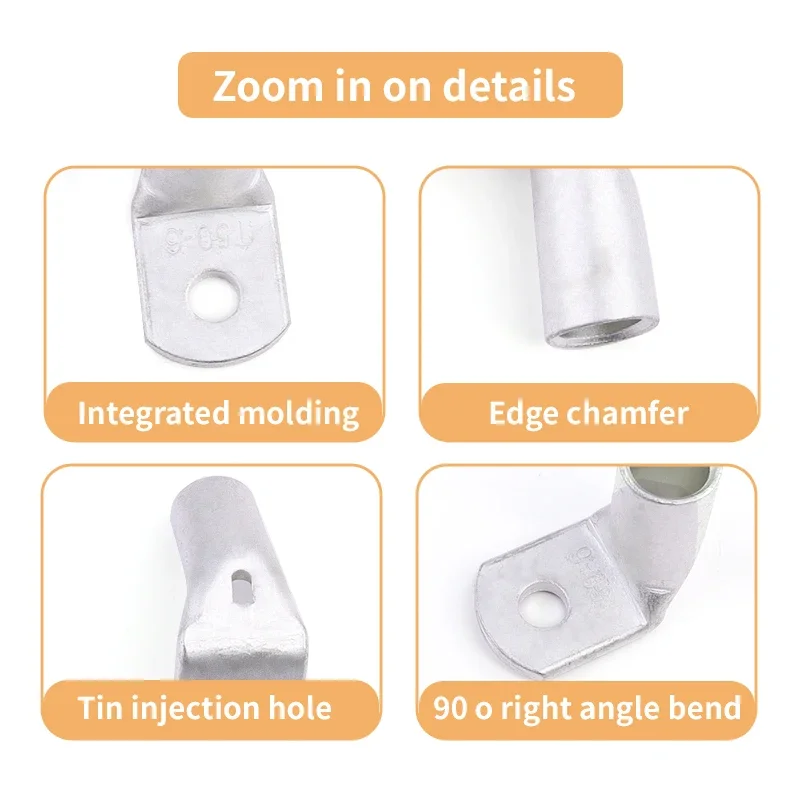 5-50Pcs L-type 90° Tinned Copper Wire Terminals - Right Angle Crimp Connectors for Automotive Electrical  for Electric Terminals