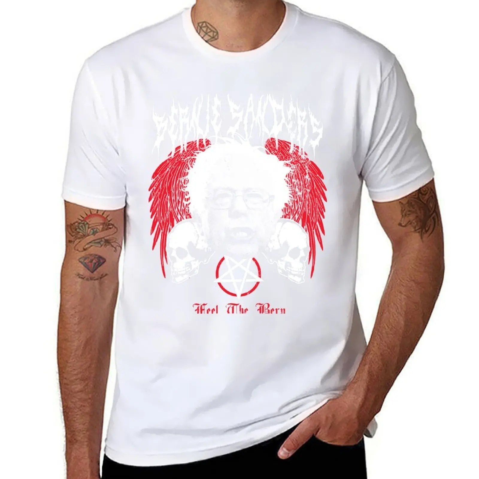 FEEL THE BERN Heavy Metal Bernie Sanders camiseta anime camisetas para hombre camisetas divertidas Camiseta de algodón