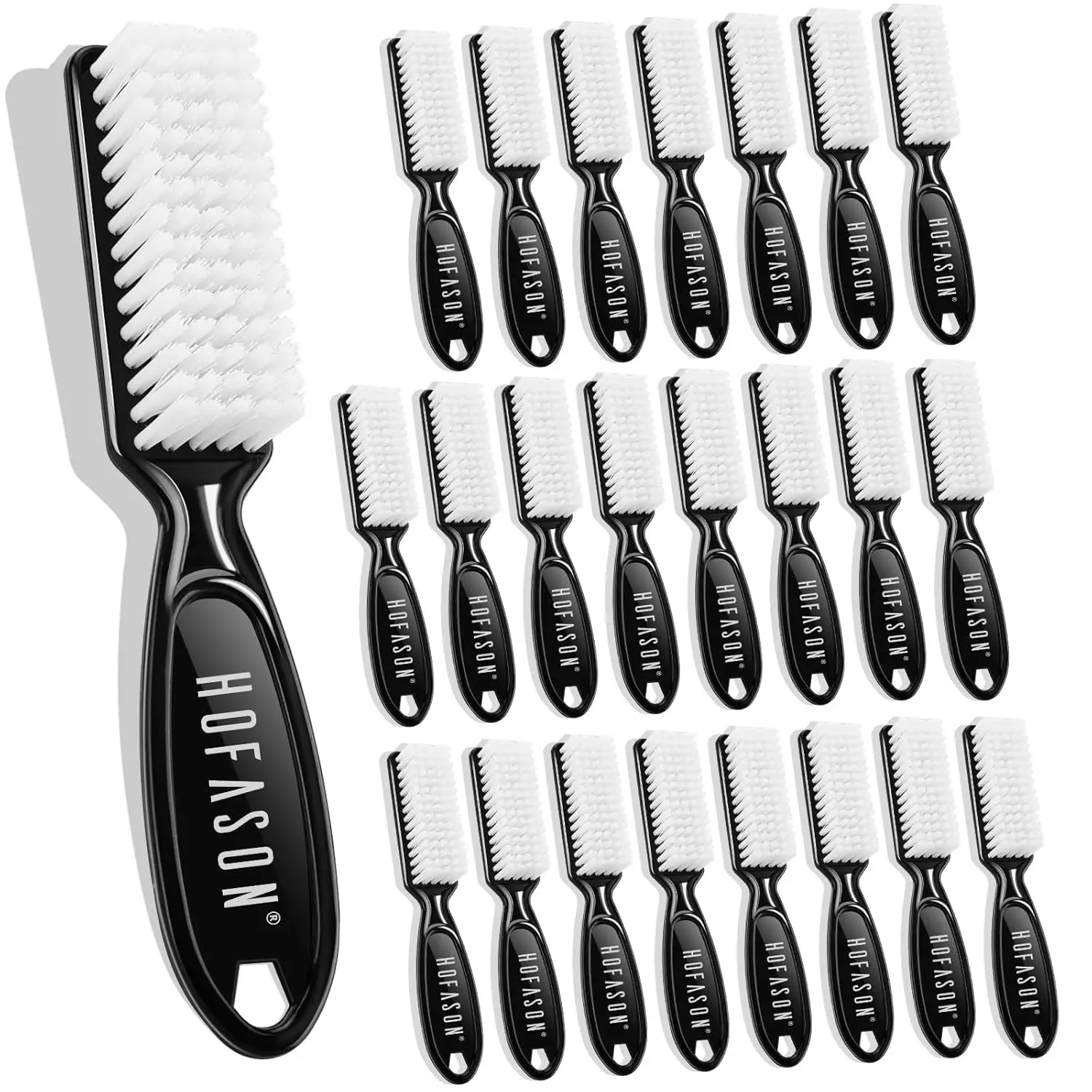 

24-Piece Nail Cleaning Brush Set, Ergonomic Handle for Manicure and Pedicure, Durable Plastic Bristles, Black