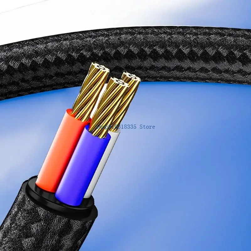  Durability Braide Coaxial To 3.5mm 2RCA Audios Cord Gold Plate Connectors