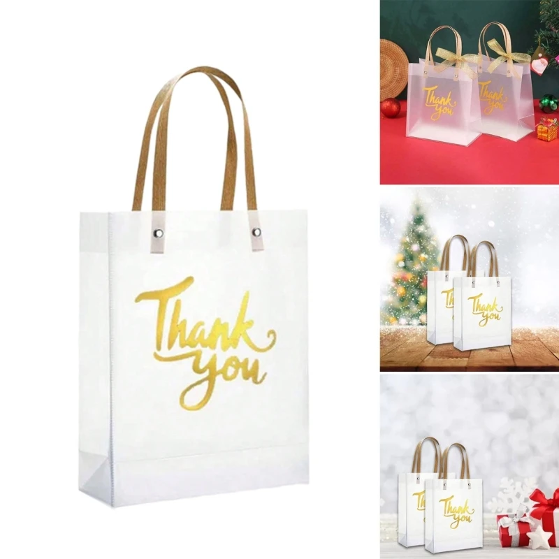 Thank You Paper Gift Bags With Handle Practical Thank You Present Handheld Bags for Retailers Shop Owners and Event 10pcs