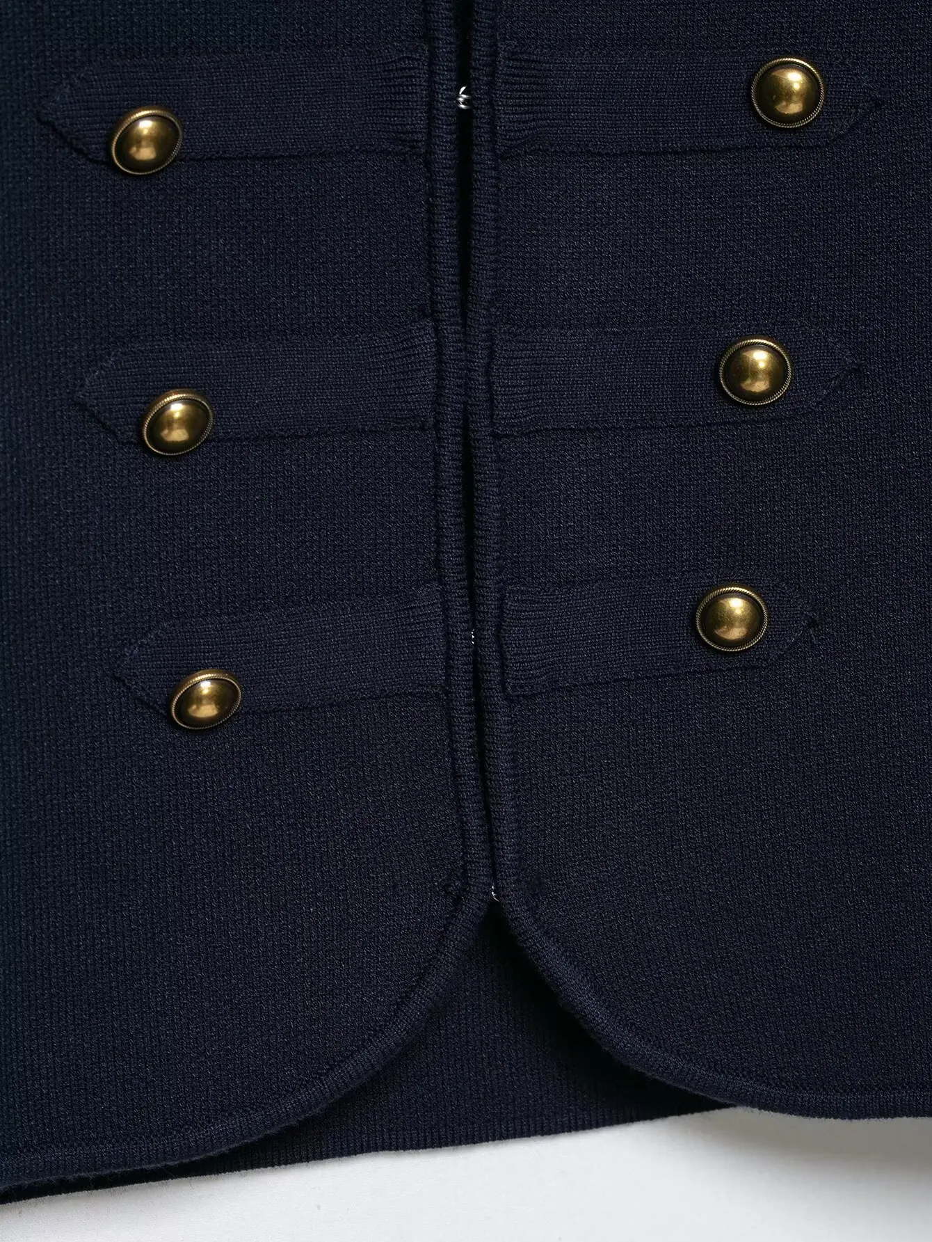 HH Elegante Damen-Strickjacke im Militärstil mit Goldknöpfen, Kurze Strickjacke für Frühling und Herbst, Business-Casual Büro-Abschlussfeier-Oberbekleidung – Detail 9