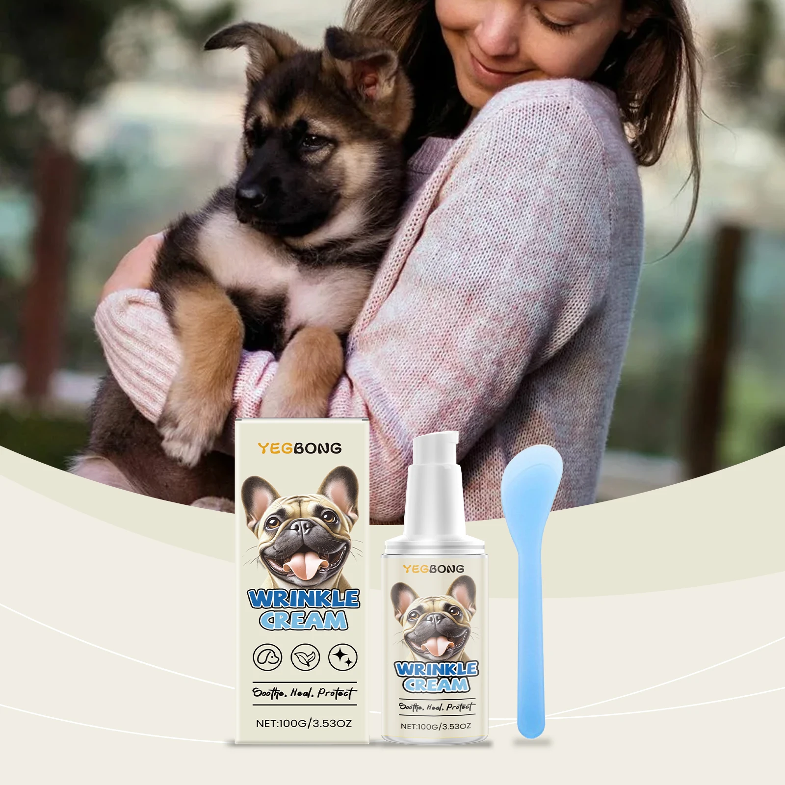 YEGBONG Hunde-Hautpflegecreme, feuchtigkeitsspendend, nährend, beruhigend, gegen Juckreiz, glatter Mantel, Tierarzt, empfohlen für alle Rassen, empfindliche Haut