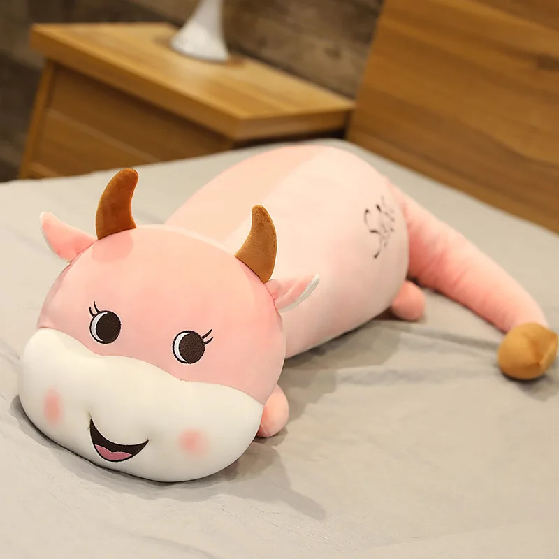 Cartoon Cow Plush Toy Cute Animals Stuffed Soft Comfortable Chinese Zodiac Cow Doll