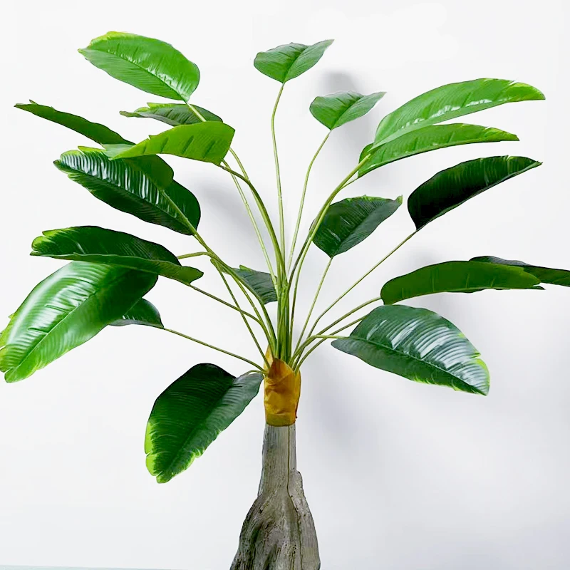 2022 latest 100 cm 18 head tropical artificial banana tree large plant fake fan leaf plastic monstera leaves