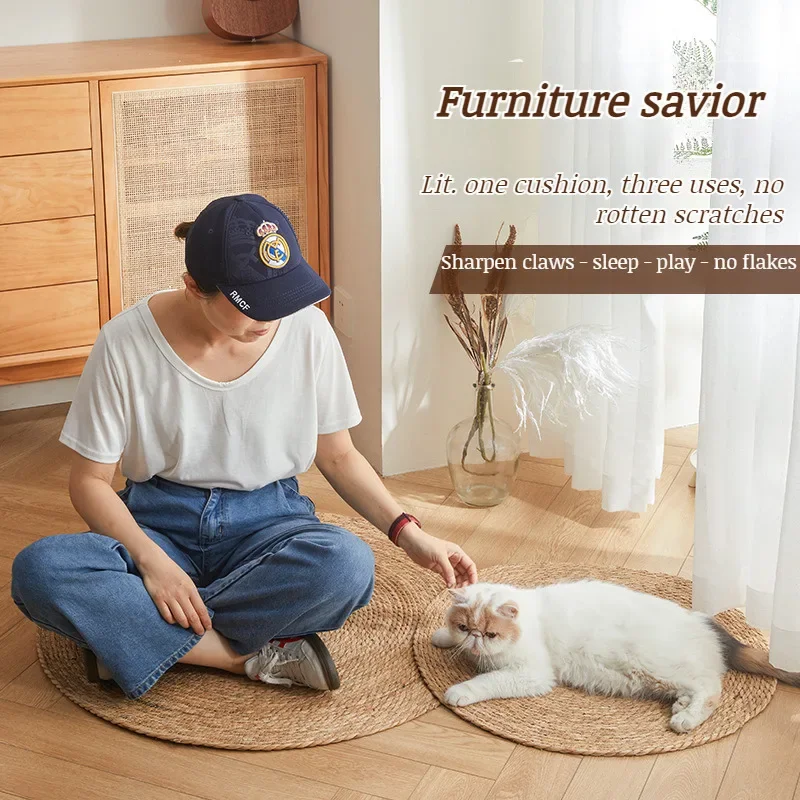 ขนาดใหญ่ Cat Scratching Board Retro Design สวมใส่ Non-เศษ Claw Sharpening ของเล่นหวาย Cat Nest Sleeping Mat
