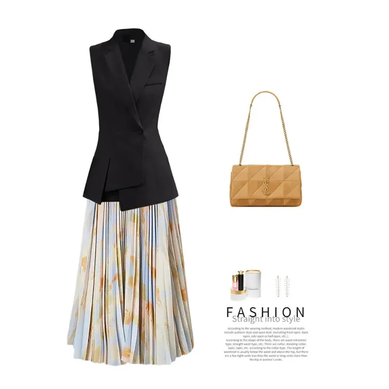 2025 Otoño e Invierno nuevo estilo chaleco en capas chaqueta de traje sin mangas irregular