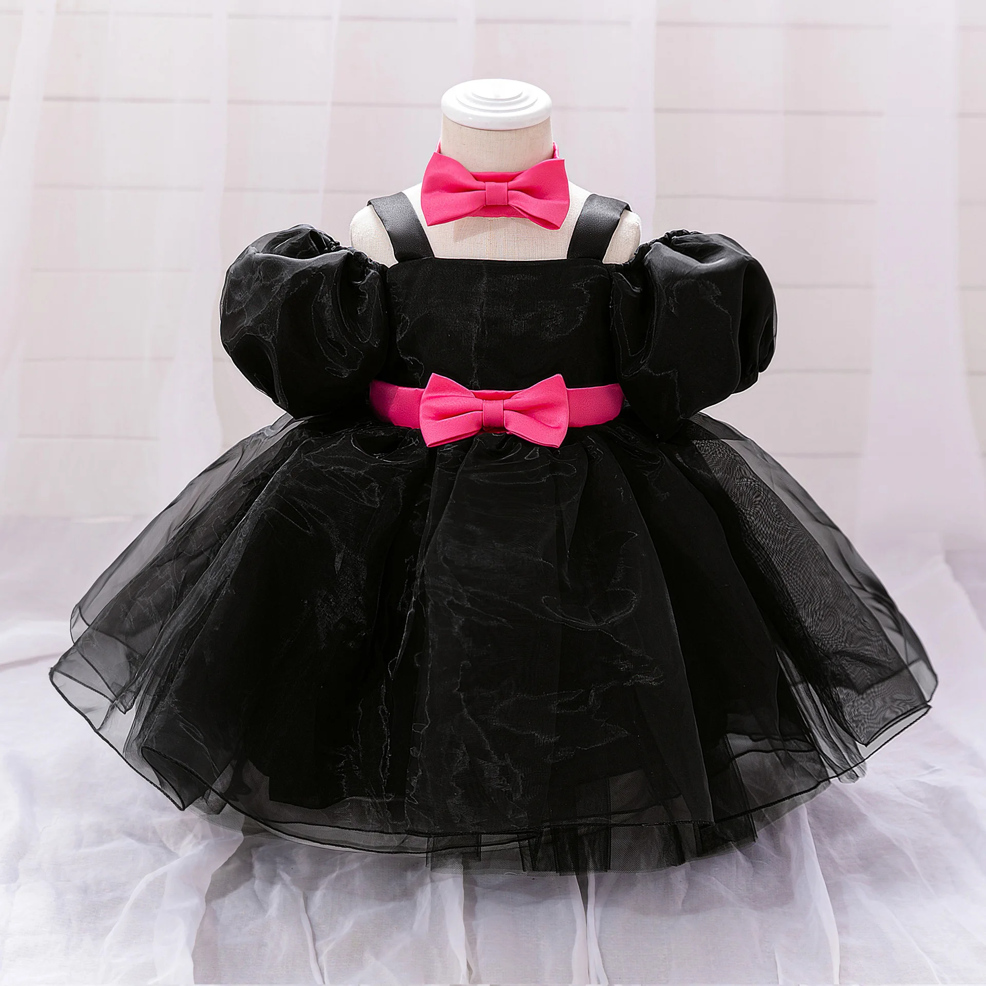 Xmas Gift Infant Bow Princess Baby Girls Party Dress 1st Birthday Wedding Prom Dresses Baby Elegant Baptism Bridesmaid Costume