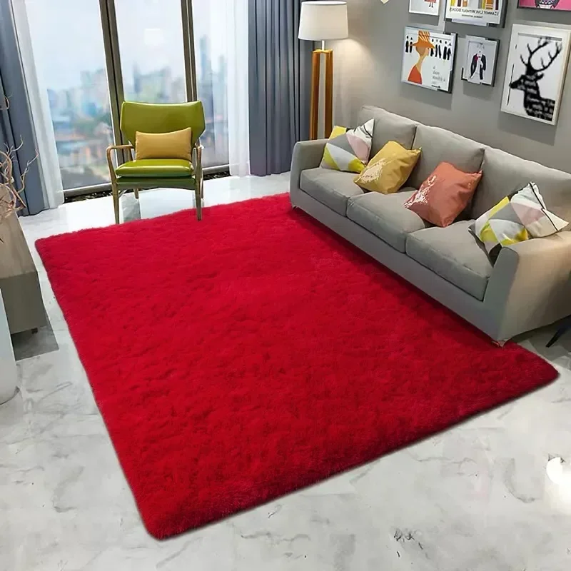 

%a Fluffy Red Area Rugs for Bedroom Shaggy Rug Soft Rugs for Kids Room Non-Slip Nursery Office Dorm Washable