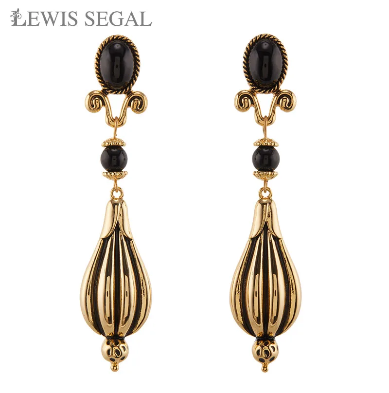 

LEWIS SEGAL Antique Golden Drop Dangle Earrings for Women Medieval Minimalist Style Luxury Fine Jewelry 18K Gold Party Gift