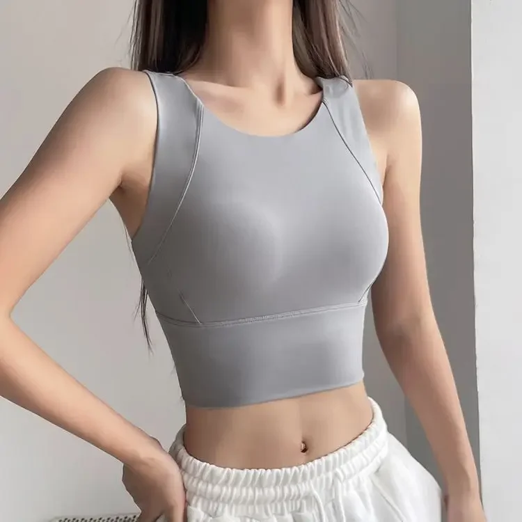 

Yoga Vest High Strength Anti-shock Sports Crop Tops Women Built-in Pads High Impact Fitness Running Gym Bras