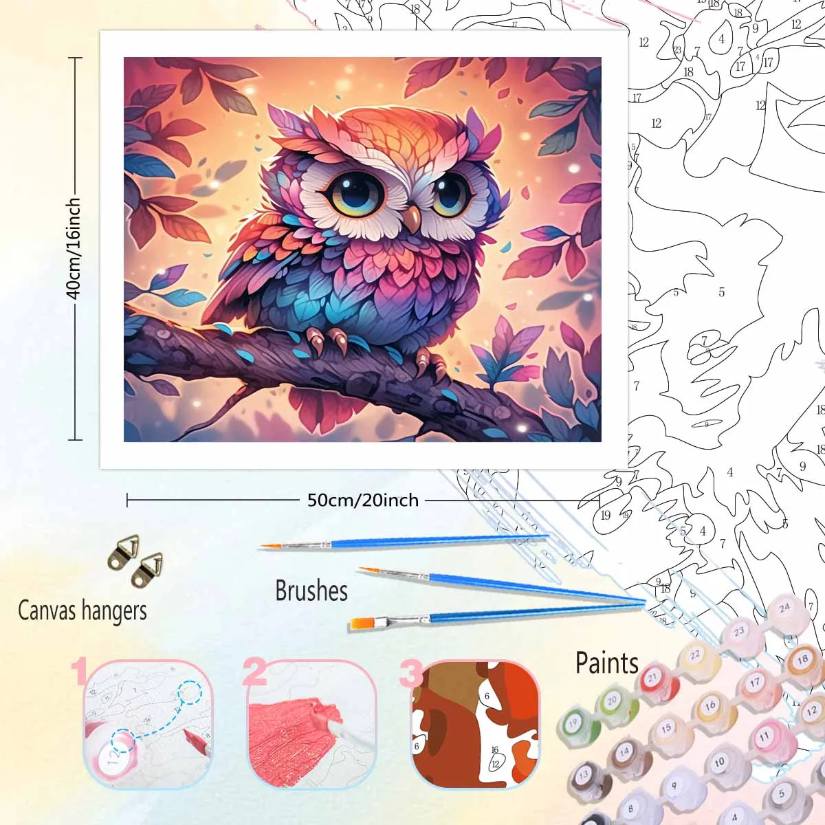 RUOPOTY DIY Painting By Numbers For Adults Cute Owl Paint On Canvas Acrylic Kits With Frame Handicrafts For Home Decor Painting