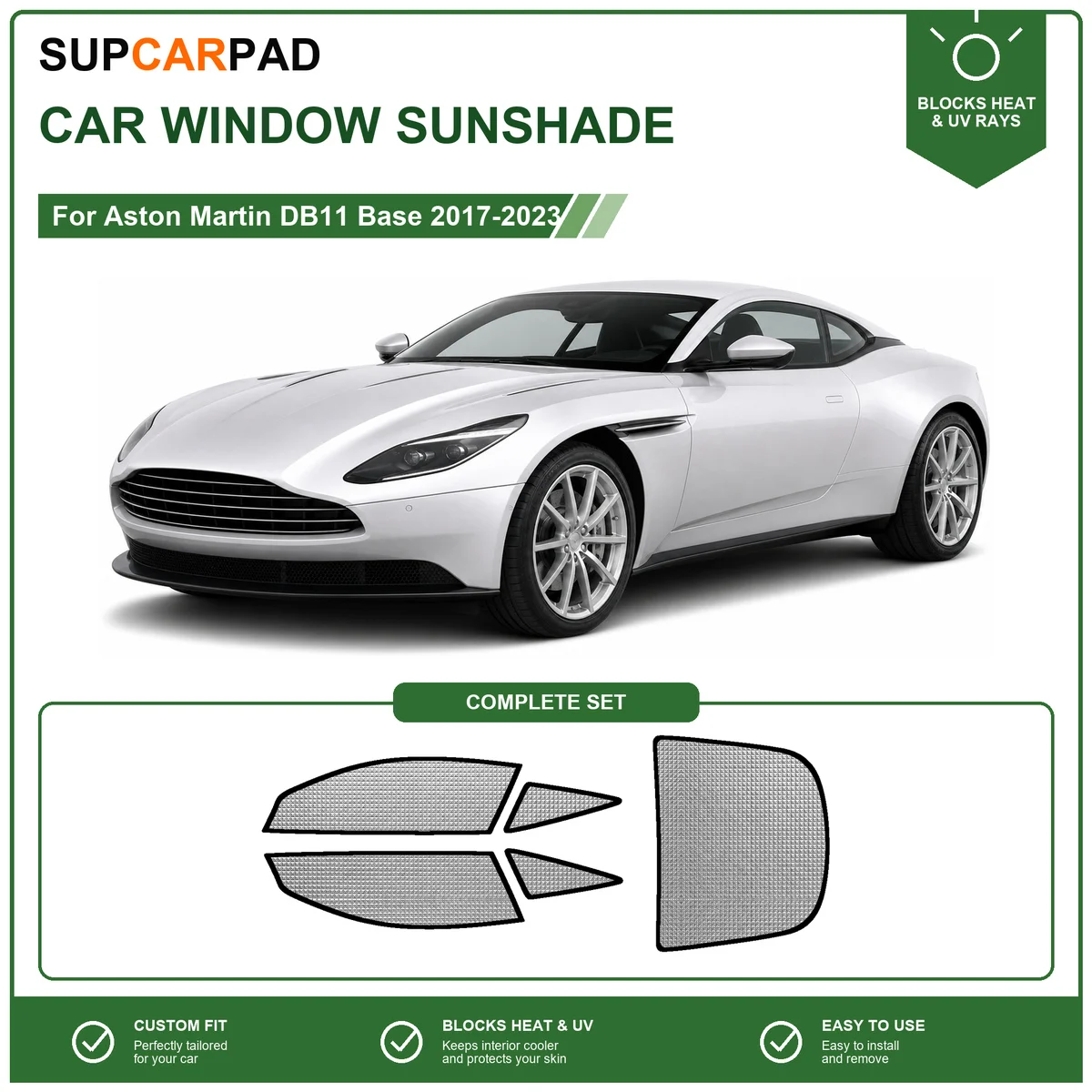 For Aston Martin DB11 Base 2017-2023 Full Set Car Window Sunshades UV Block Privacy Heat Insulated Foldable Car Curtain